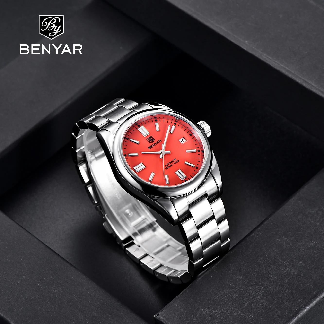 Benyar 2021 Men' Fashion Watch 39mm Sapphire Stainless Steel Luminous Pointer Waterproof Automatic Mechanical Watch Reloj Hombre