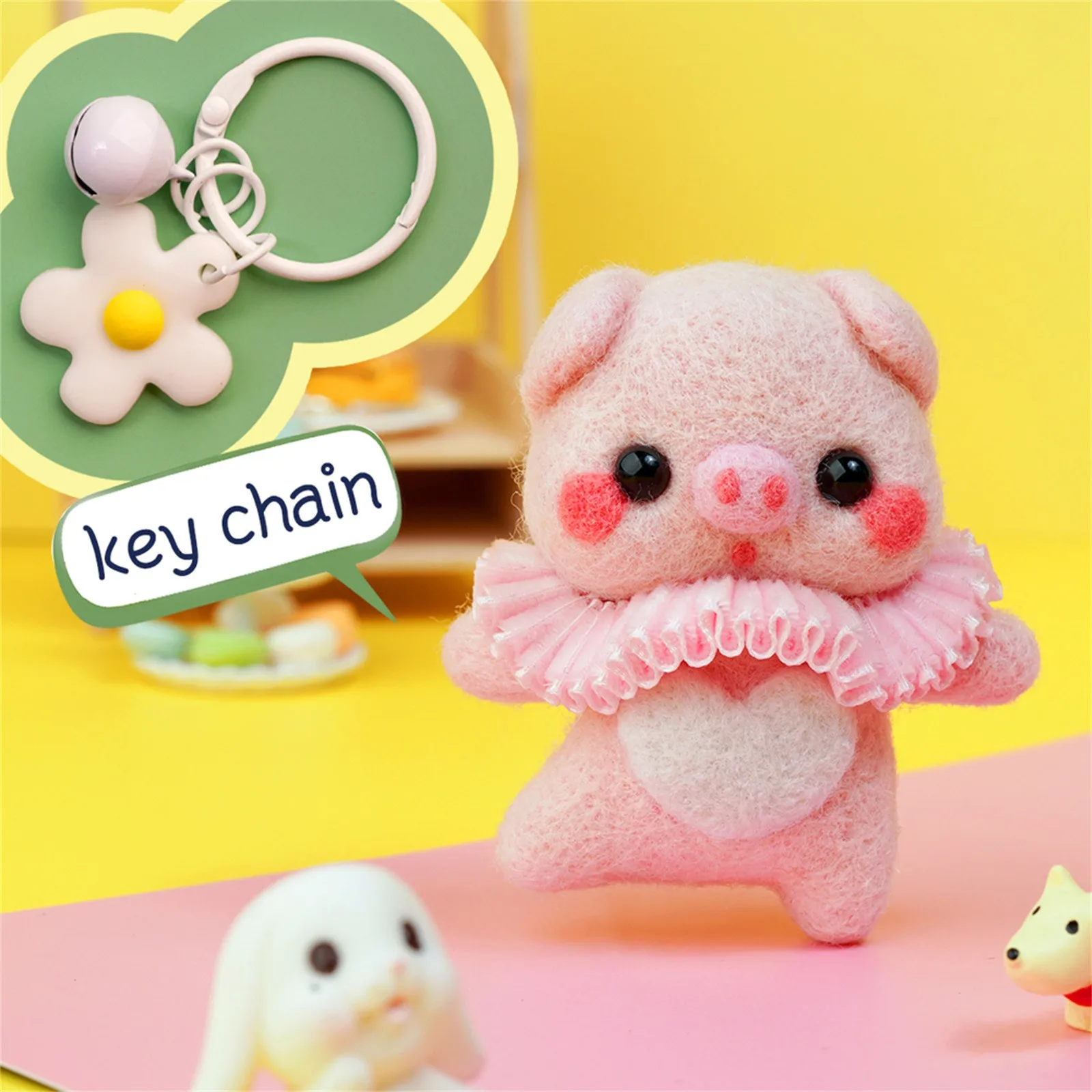 

Kawaii Stuffed Toys Cute Dog Pattern Handmade DIY Poke Wool Felts Material Production Package For Kids Adults Children Keychain
