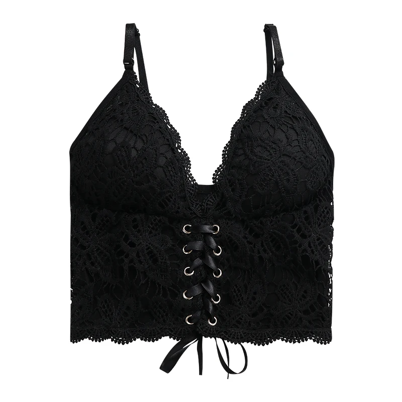 

2021 Sexy Summer Short Lace Crop Tops Sleeveless Cotton V Collar Knitted Women'S T-Shirt B466