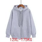 Для мужчин на осень-зиму с молнией, большого размера 12XL свитер с капюшоном размера плюс 7XL 8XL 9XL 10XL толстом каблуке; Цвета: черный, синий, красный, серый; Большой пальто