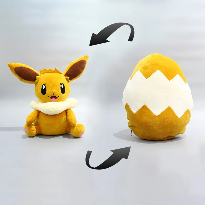 

Kawaii 30cm Pokemon Eevee Pikachu Changing Egg Reversible Plush Toy Anime Pikachu Soft Stuffed Animal Doll Toy for Kid Xmas Gift