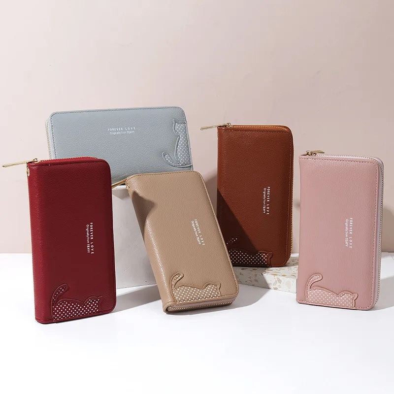 

Ladies Fashion New Style Hand held Long Large capacity Double layer Coin Purse Portable Long Cord Wallet