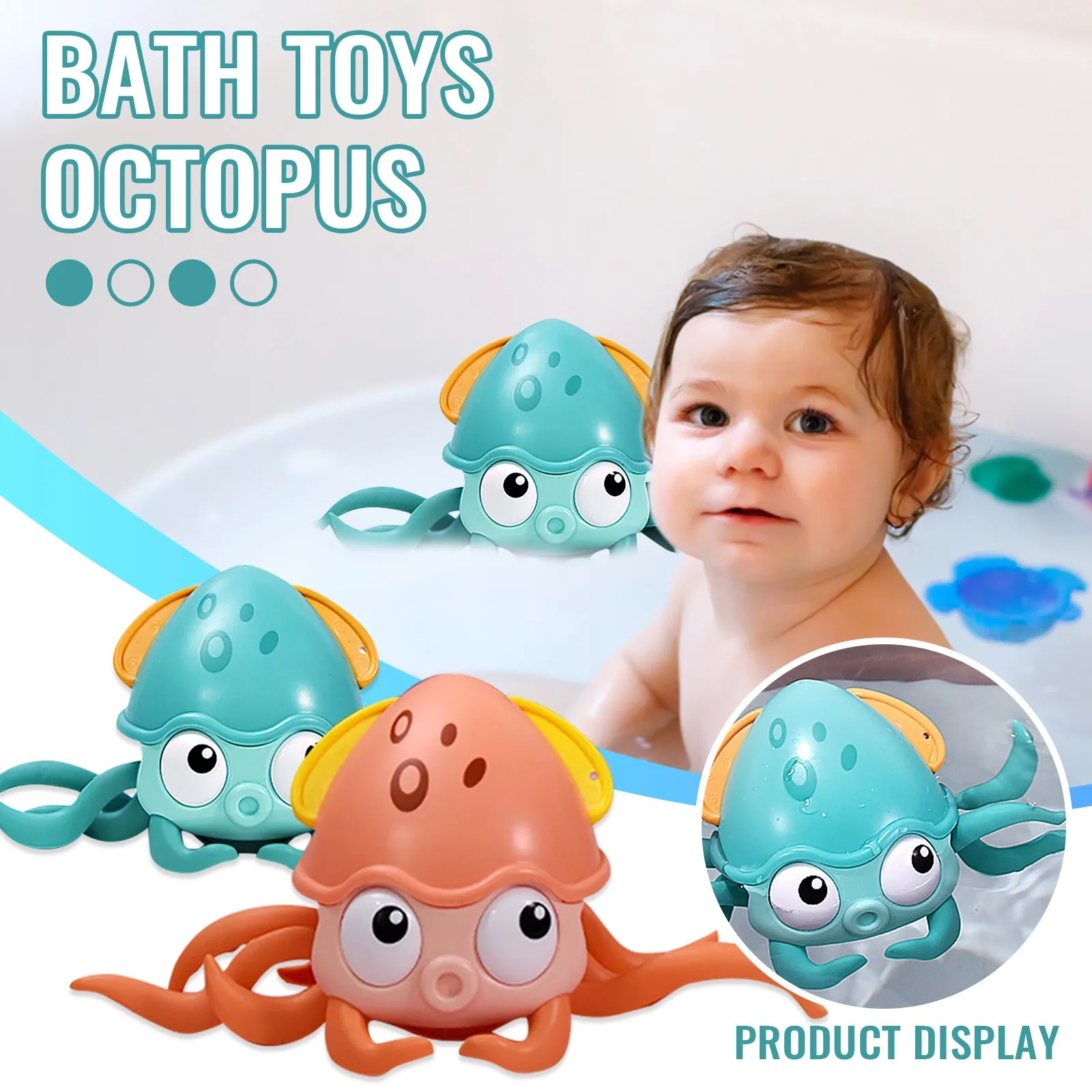 

Summer New Creative Pull Toys For Babys Cartoon Walking Octopus-swimming Model Wind Up Baby Bathroom Shower Bath Toys Gift Pack
