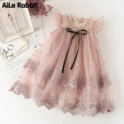 Повседневные платья для девочек, модное розовое платье принцессы с цветами, вечерние кружевные платья, свадебное платье, осень 2019