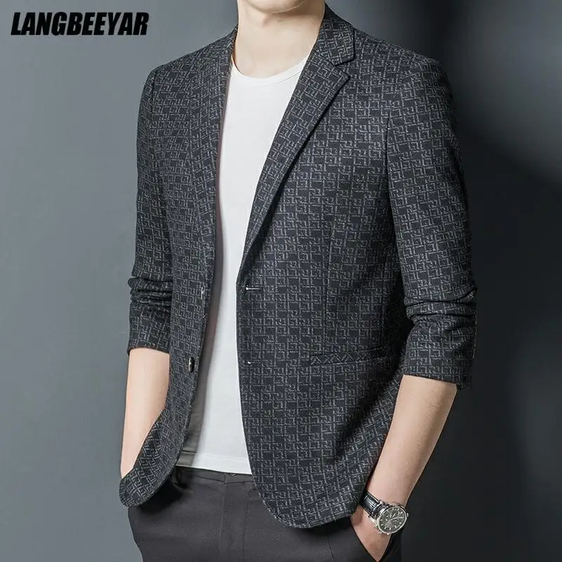 

Top Grade New Brand Luxury Casual Fashion Korean Party Jacket Slim Fit Blazer For Men Smart Elegant Suit Coat Men's Clothes