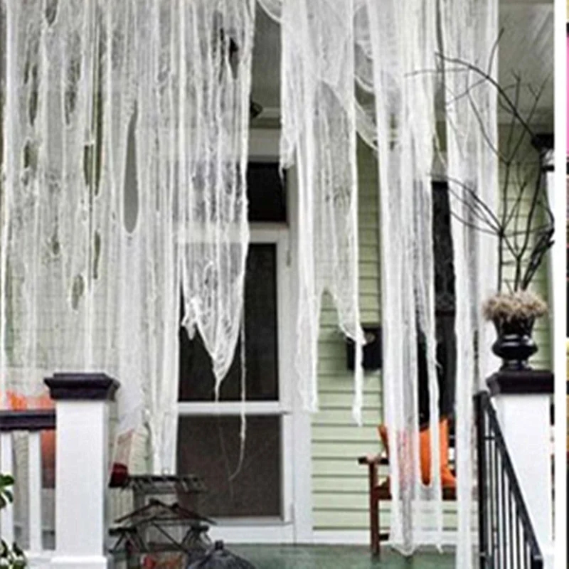 Сетчатая ткань для Хэллоуина суперразмерная жуткая серые черные белые