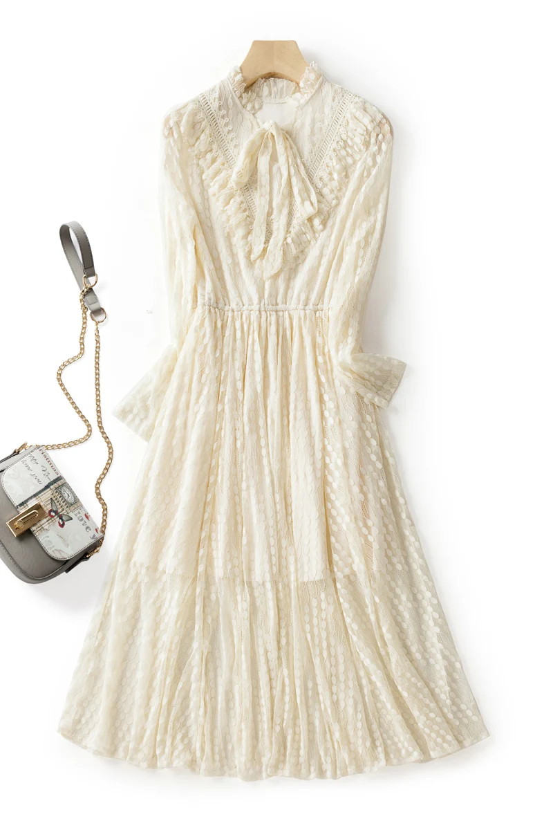 

Small Lace Dress Women's Autumn and Winter New Fashion Skirt Light Mature Temperament Foreign Lady Medium Length Skirt