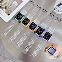 newest clear band case for apple watch 44mm 42mm series 6 se 5 4 transparent for iwatch strap 3 2 1 38mm 40mm plastic strap