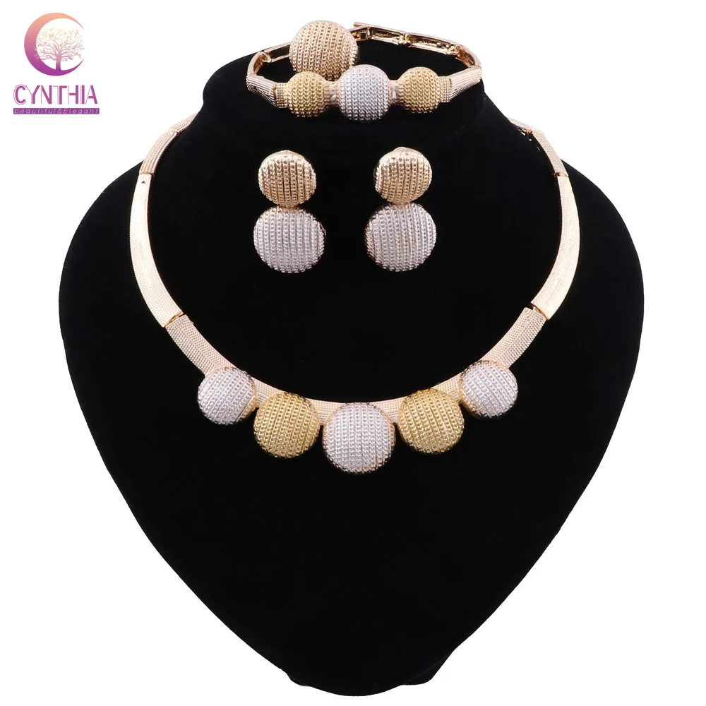 

CYNTHIA Nigerian Wedding Bridal Necklace Earrings Jewelry Dubai Colorful Jewelry Sets for Women African Beads Jewelry Set