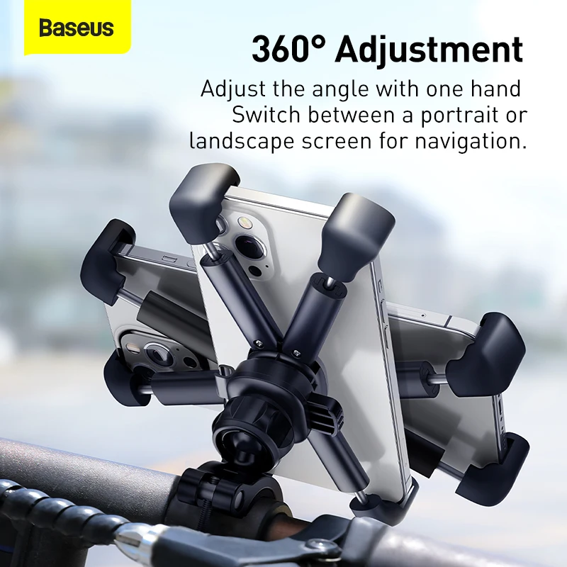 baseus bicycle phone holder stand 360° rotation support 4 7 6 7 inch phones motorcycle phone holder for iphone 12 xiaomi samsung free global ship