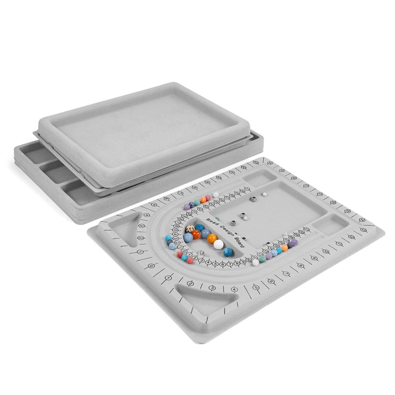 

Gray Flocked Bead Board For DIY Bracelet Necklace Beading Jewelry Making Organizer Tray Design Craft Measuring Tool Accessories