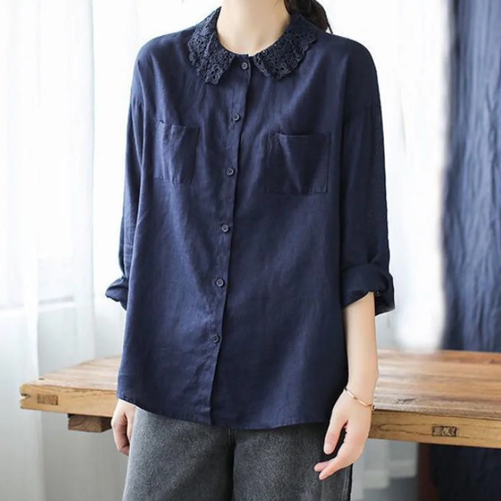 Размера плюс женские блузки 2021 Новое поступление в винтажном стиле С кружевным