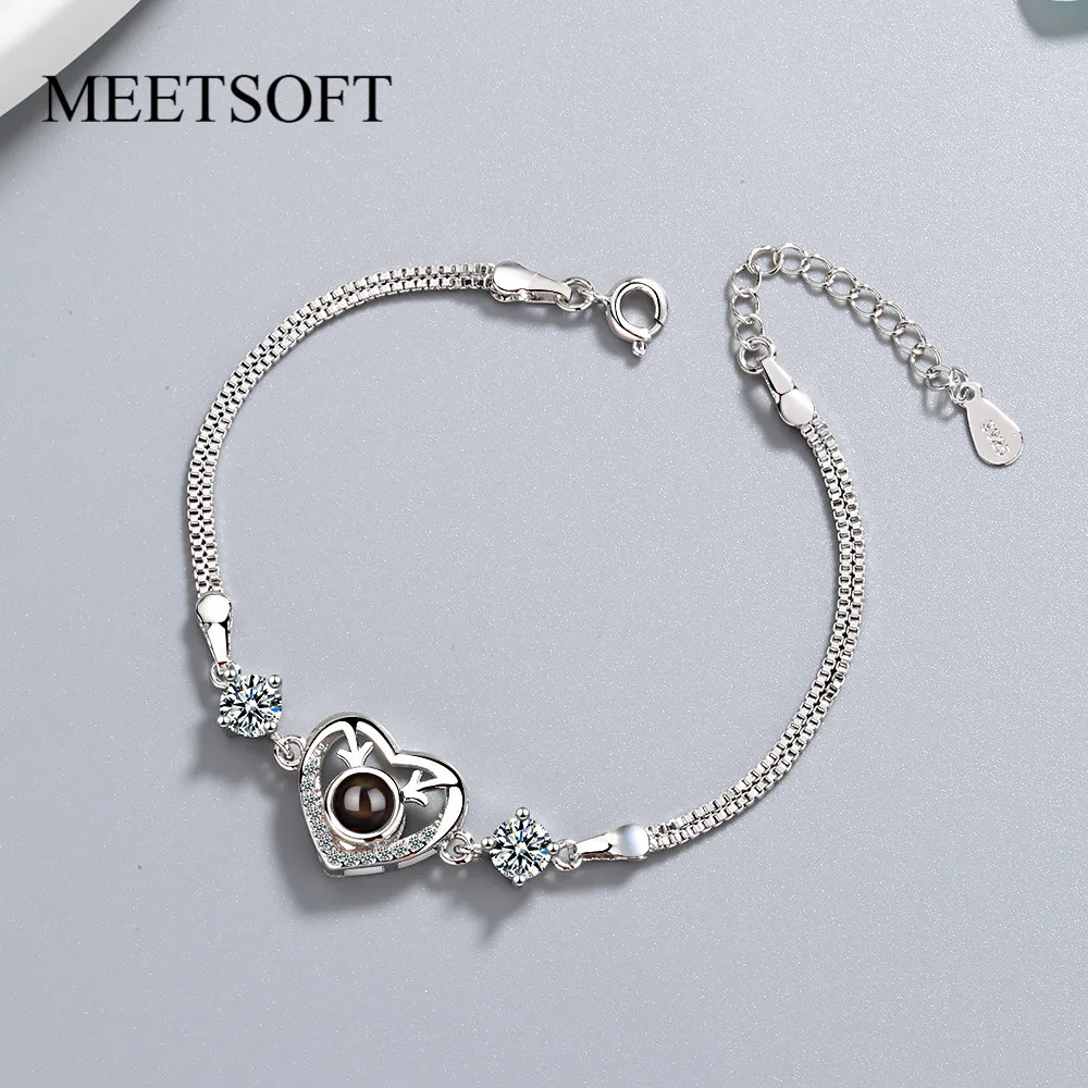 MEETSOFT модные аксессуары серебристого цвета трендовые браслеты с кристаллами для