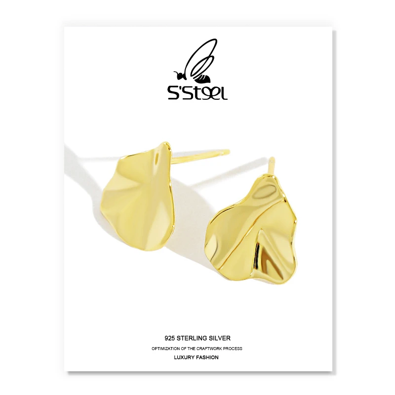 S'STEEL Irregular Stud Earrings For Women 925 Sterling Silver Minimalist Earring Regalos Para Mujer Brincos As Mulheres | Украшения и