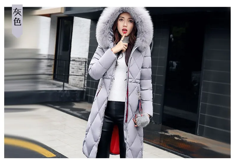 Casual Waist Parka Coat Women's Fashion Simple Cotton-Padded Coat Winter New Big Fur Collar Padded Jacket Coat Down Cotton Women