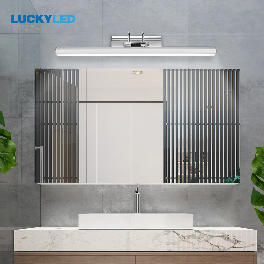 LUCKYLED светодиодный зеркало светильник Настенный светильник Ванная комната 12W 42 см AC220V 110V Водонепроницаемый настенный Нержавеющая сталь Vanity светильник настенные светильники