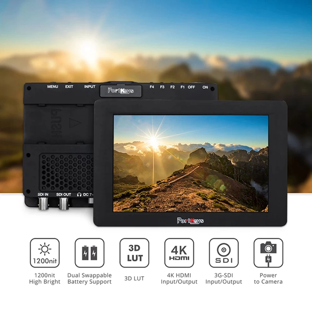 PortKeys HS7T High Bright 1200nit 3g SDI/4 K HDMI на монитор камеры 3D LUT, черный