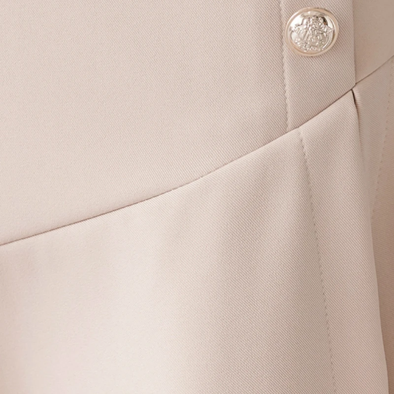 

Spring Irregular Slim Single-breasted Solid Black/Beige Midi Mermaid Trumpet Skirts