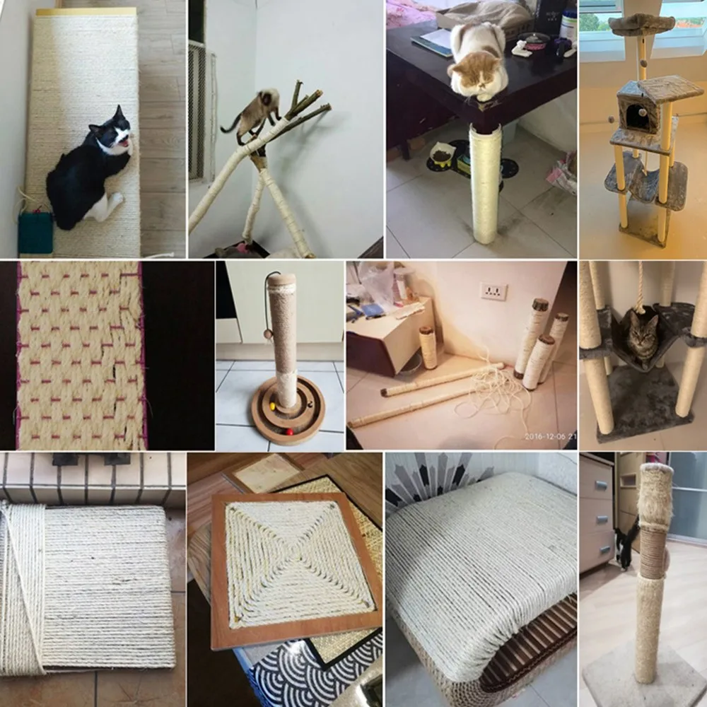 3/5/10/20M Pet Scratcher Post Hemp Rope DIY Sisal for Cat Scratch Tree Funny Toys Binding Catching Frame | Дом и сад