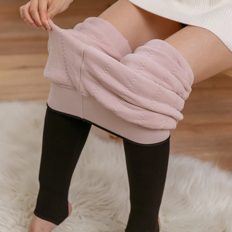 

Shi Nuoxuan large size plus velvet thick solid color wild wool high waist slimming leggings women's outer wear thermal pants