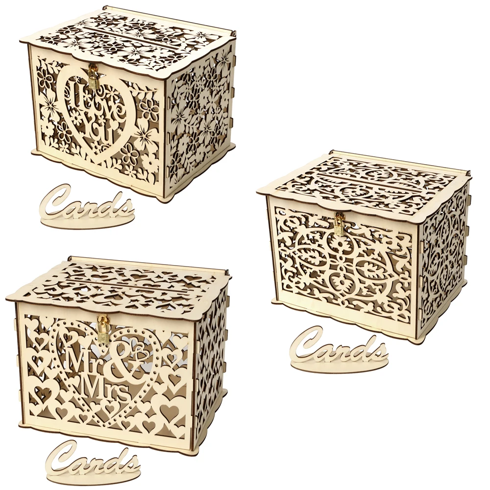 Коробка для свадебных открыток винтажная коробка карточек с замком Подарочная