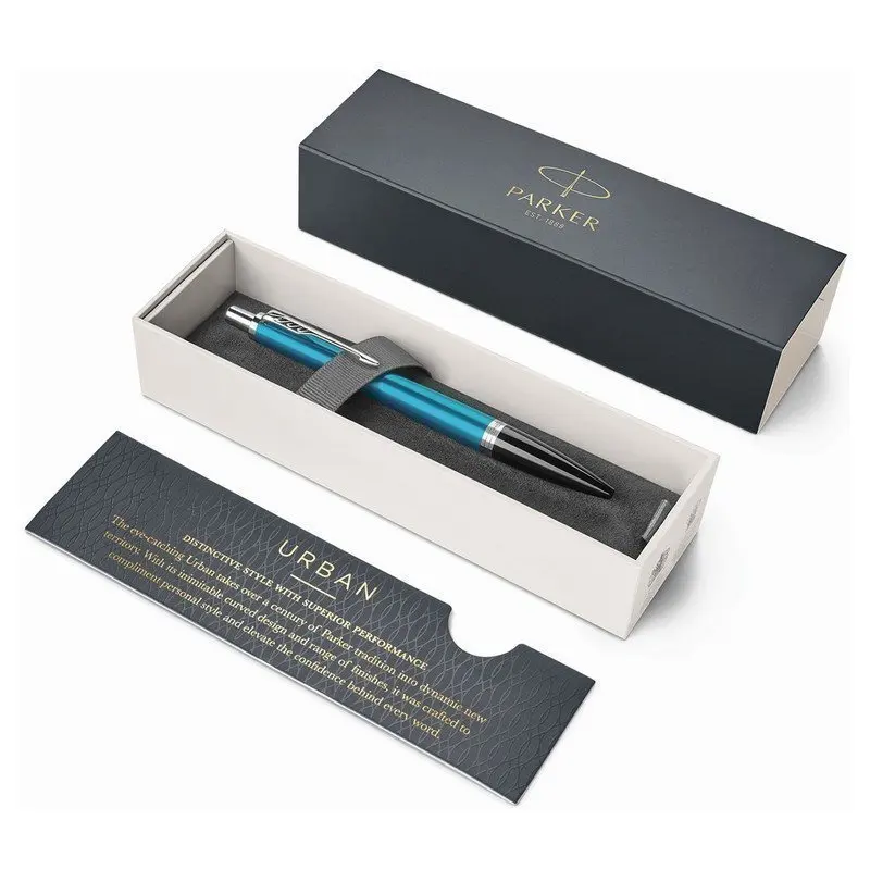 Ручка шариковая PARKER &quotUrban Core Vibrant Blue CT" корпус изумрудный глянцевый лак