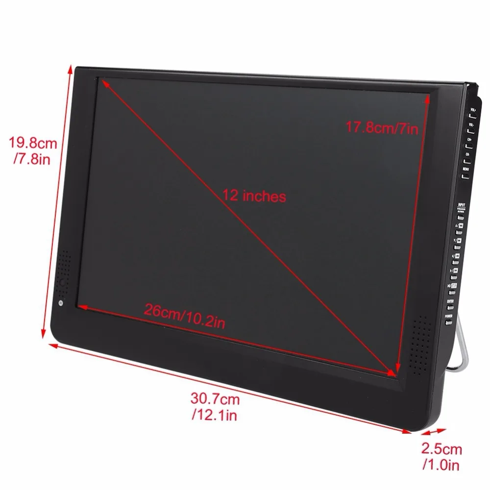 LEADSTAR 12 дюймов HD Портативный ТВ DVB-T2 ATSC ISDB-T аналоговые Led-ТВ Поддержка TF карта USB Аудио Видео плеер автомобильный телевизор