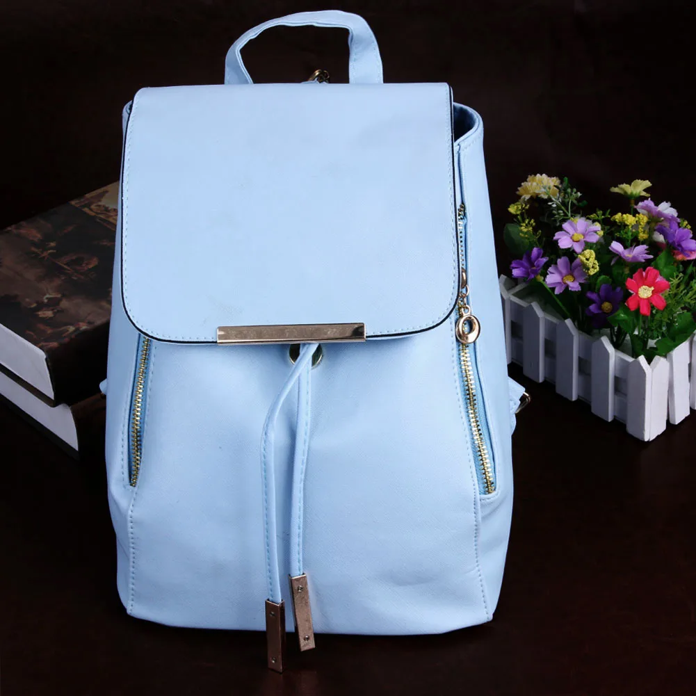 

Preppy Backpack Women Anti-theft Pure Color PU Backpack Simple Style Casual Ladies Drawstring Knapsack Travel Shoulder Bag