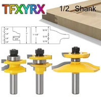 3pcs 12 inch shank doorwindow frame molding router bit set touguegroove milling cutters for wood woodwork cnc machine tools