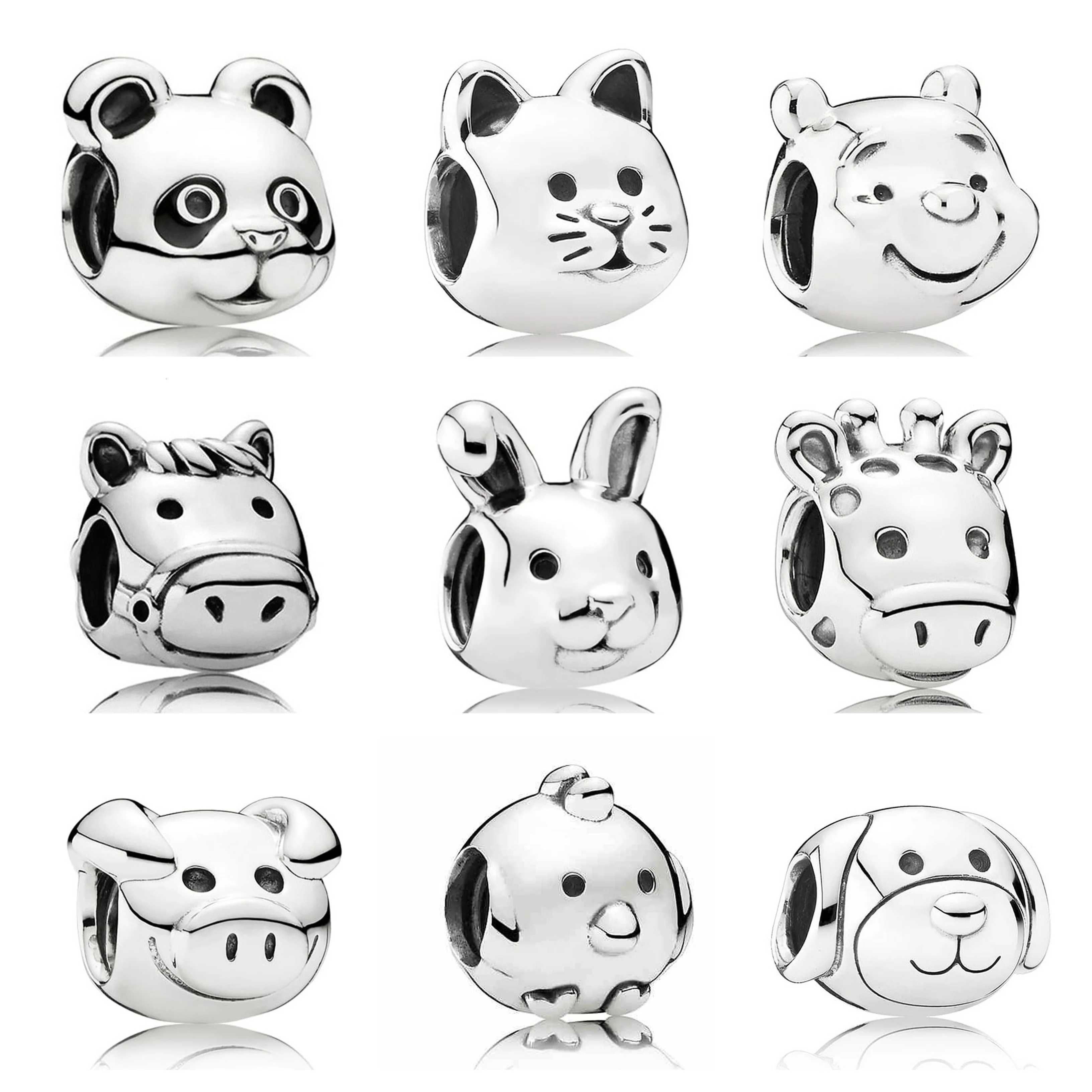 Милый Кот свинья собака медведь Лошадь Подвеска &quotцыпленок&quot бусина подвеска