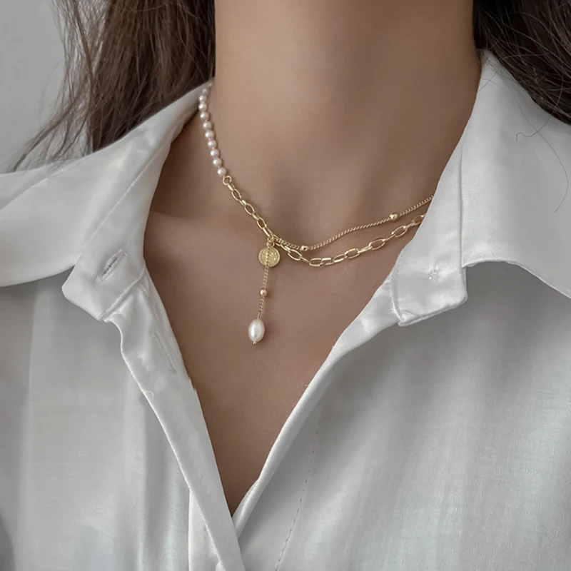 

Fashion Jewelry Elegant White Imitation Pearl Necklace Large Round Pearl Feminine Charm Wedding Necklace