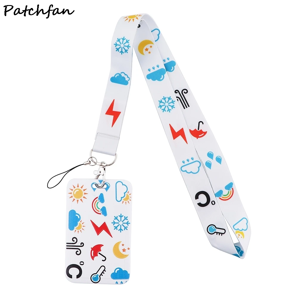 

AD673 Patchfan Cartoon Weather Lanyard Keychain keys Badge ID Mobile Phone Rope Kids Gifts Lanyard With Card Holder Cover