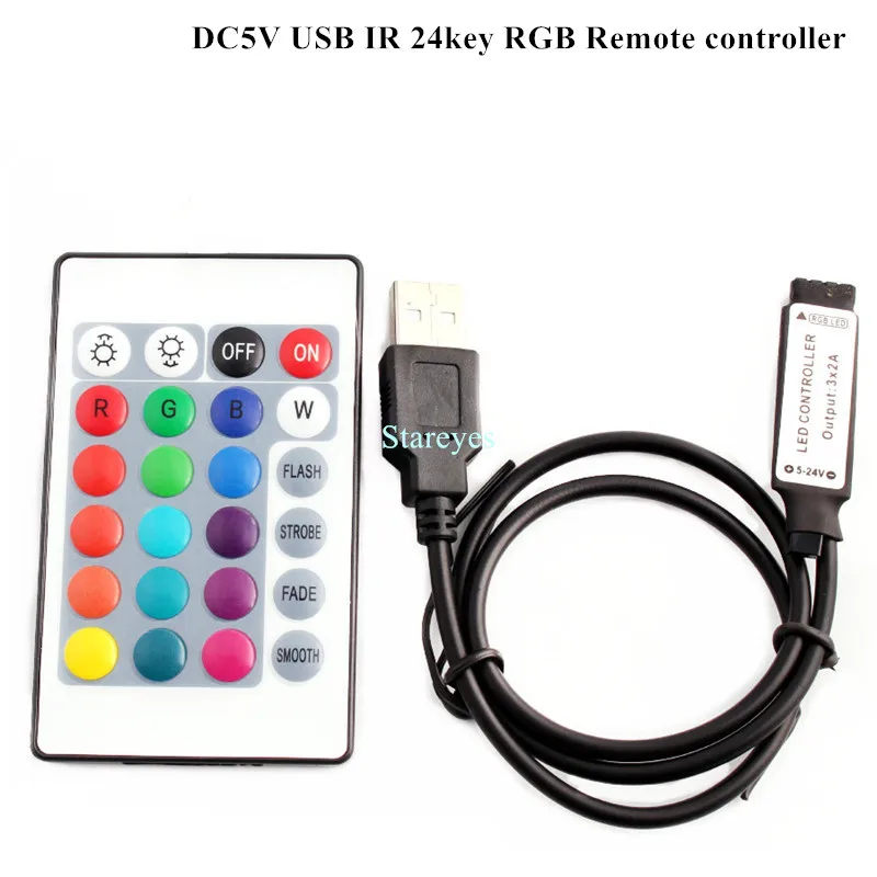 1 шт. DC5V USB светодиодный RGB контроллер мини 3Key Диммер IR 24Key RF 17key Bluetooth беспроводной