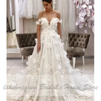 Luxury Floral A Line Wedding Dress 2020 Vestidos de Boda Sweetheart Sexy Bridal Dresses Princess Wedding Gowns Off the Shoulder