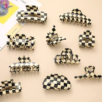 fashion mutiple vintage new acetate large checkered hair claw clip ins big size crab grid plaid claws for women hair accessories