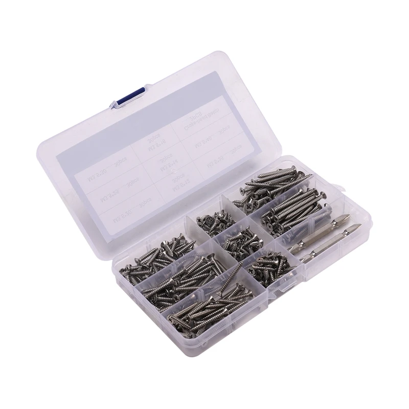 242Pcs M3.5 Screw Set Stainless Steel Flat Head Self-Tapping Kit Thread | Обустройство дома