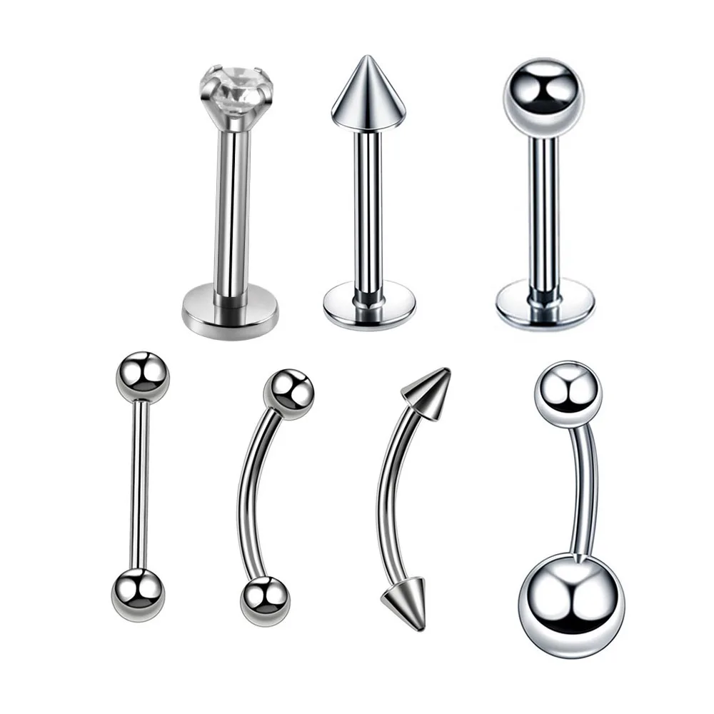 

2021 Fashion Body Jewelry 14/9/7pcs/lot Fake Nose Ring Goth Punk Boy Girl Lip Ear Clip Septum 316 Stainless Steel Earrings Rings