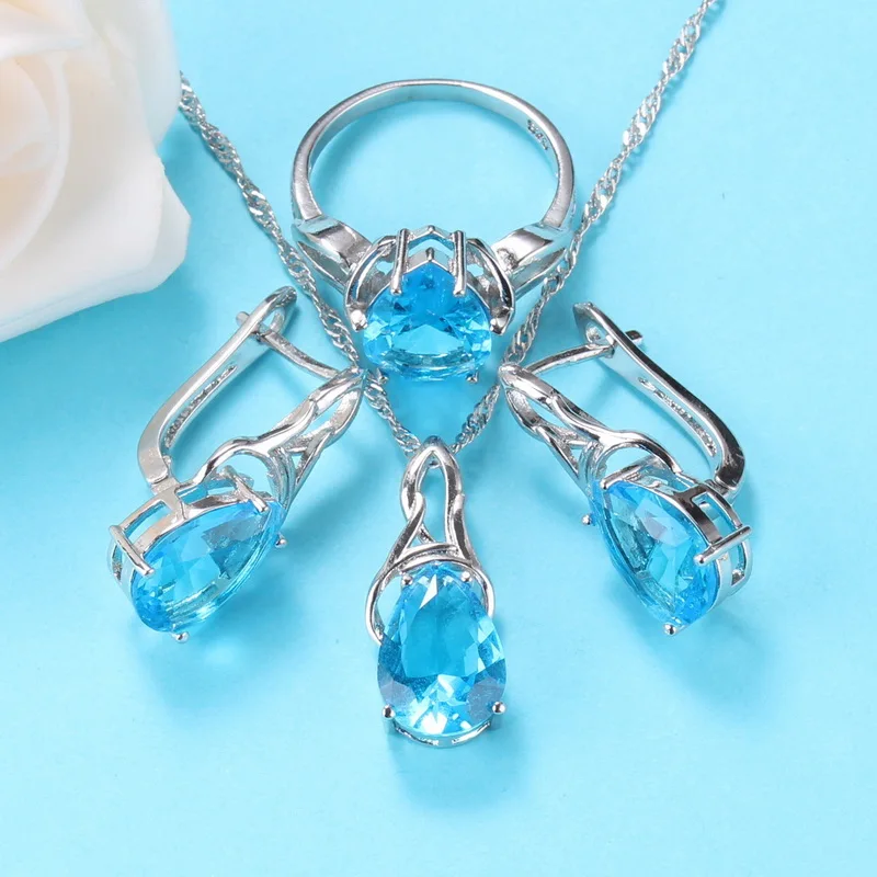 Комплект из колье и серёг серебра 925 пробы с фианитом|Ювелирные наборы| |