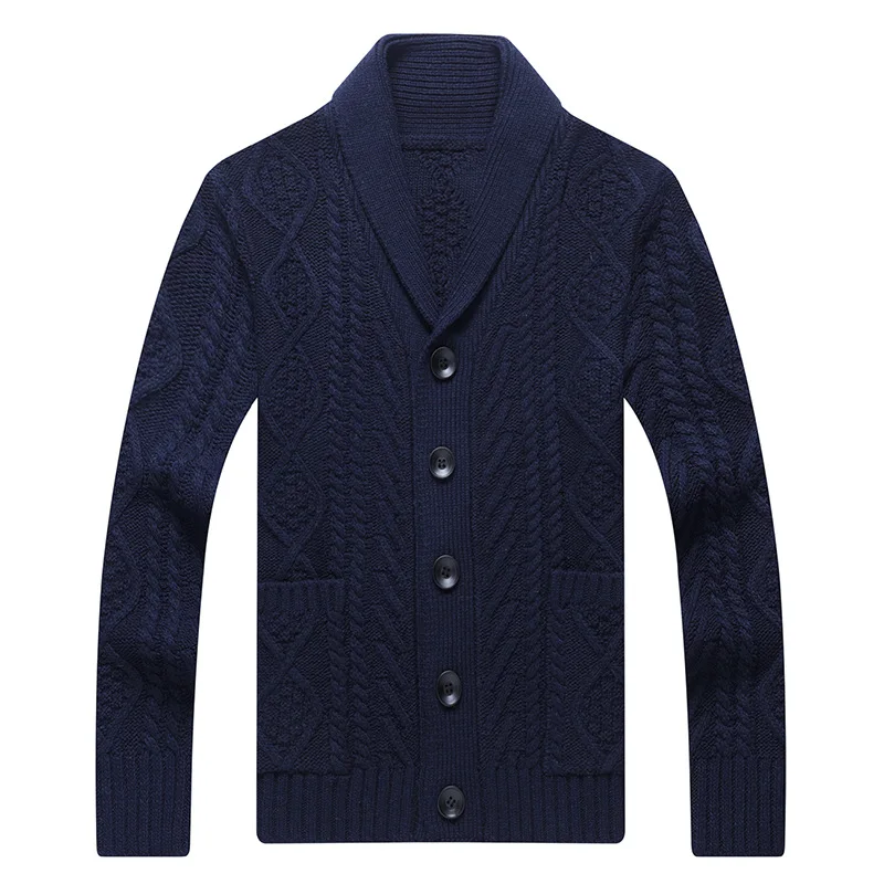 Мужской вязаный свитер с V образным вырезом Свободный кардиган в стиле смарт