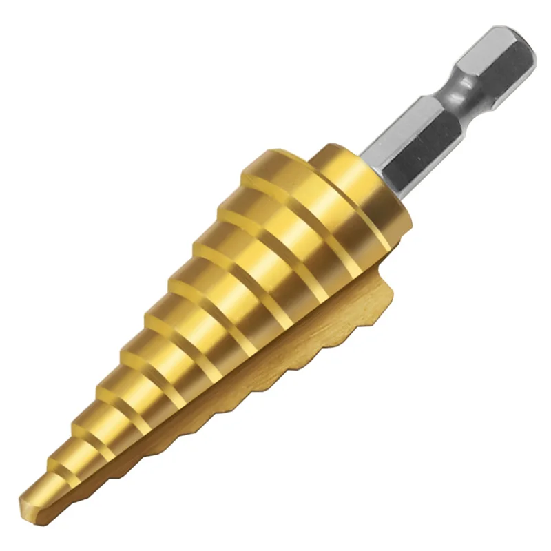 4-22 HSS Step Drill Bit Straight Groove Titanium Coated Wood Metal Hole Cutter 4241 High Speed Steel Core | Инструменты