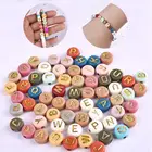 Бусины в виде разнообразных букв, круглые плоские бусины-разделители для рукоделия, браслета, ожерелья, аксессуары для изготовления ювелирных изделий своими руками, 100-500