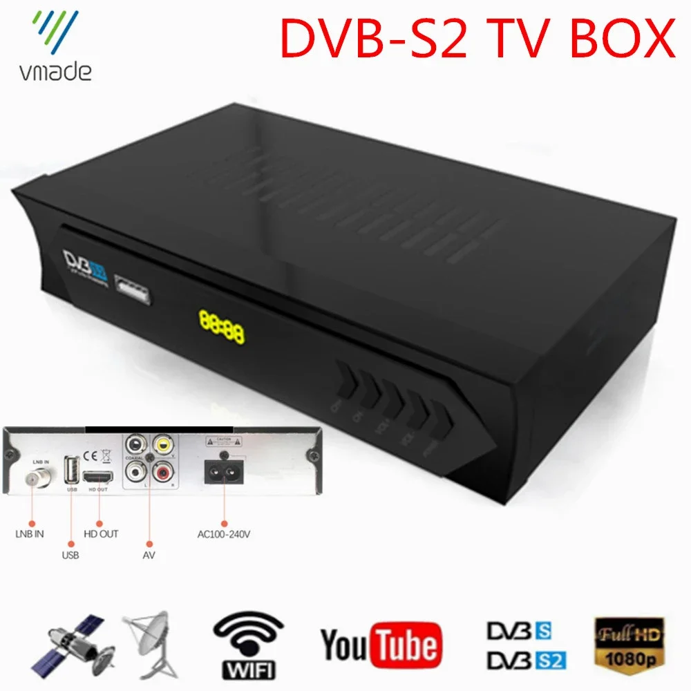 Vmade оригинальный DVB S2 спутниковый ресивер Full HD 1080P ТВ тюнер Поддержка MPEG4 H.264 Youtube
