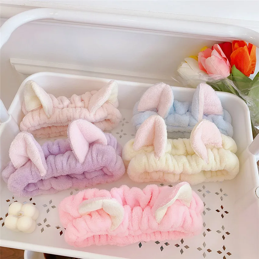 

Женская повязка на голову Милая кошка, кролик Ears для девушек, повязка на голову для мытья лица, ободок для волос