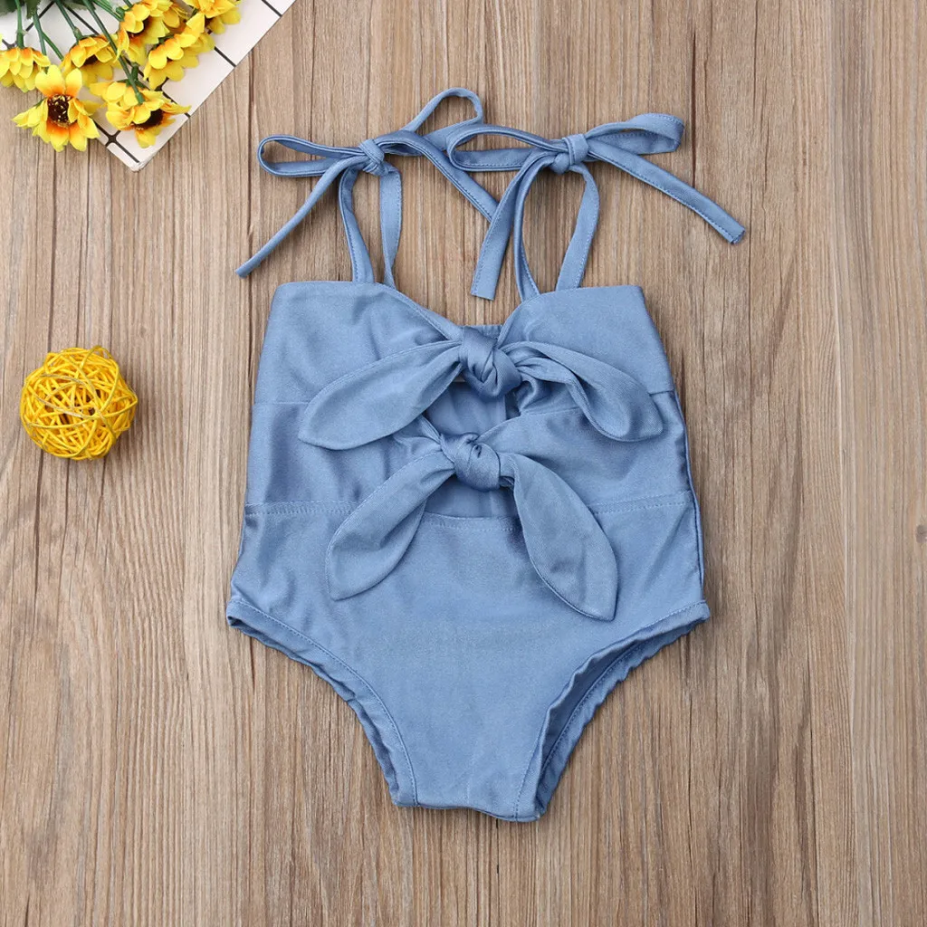 Летнее бикини для маленьких девочек купальник с цветочным принтом и открытой