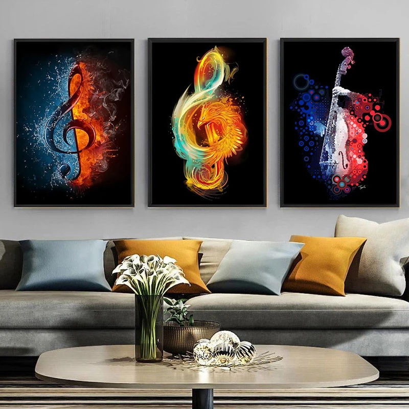 

Musical note Abstract Graffiti Canvas Prints Posters Modern Street Violin Art Pictures For Music classroom Home Cuadros Decor