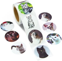 adorable creative cat sticker roll 9 designs realistic cat pattern decoration sealing labels for kids motivational sticker