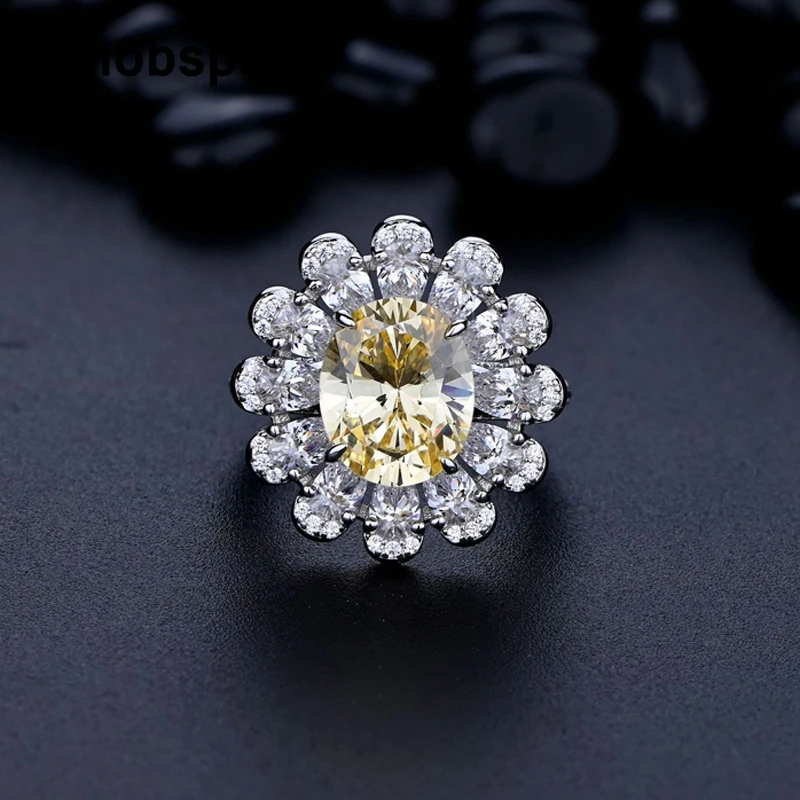 

Knobspin White Yellow Pink High Carbon Diamond Couple Flower 925 Silver Ring Accessories Wedding Fashion Fine Jewelry Wholesale