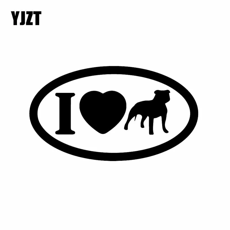YJZT 16x9 см I Heart без обрезания Pitbull овальная виниловая наклейка собака Американский выпуклый автомобиль наклейка черный/серебряный цвет