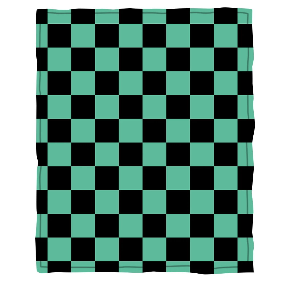 

3D Printed Plaid Streak Flannel Blanket Adult Kid Warm Comfortable Throw Blanket Anime Demon Slayer Japanese Character Style