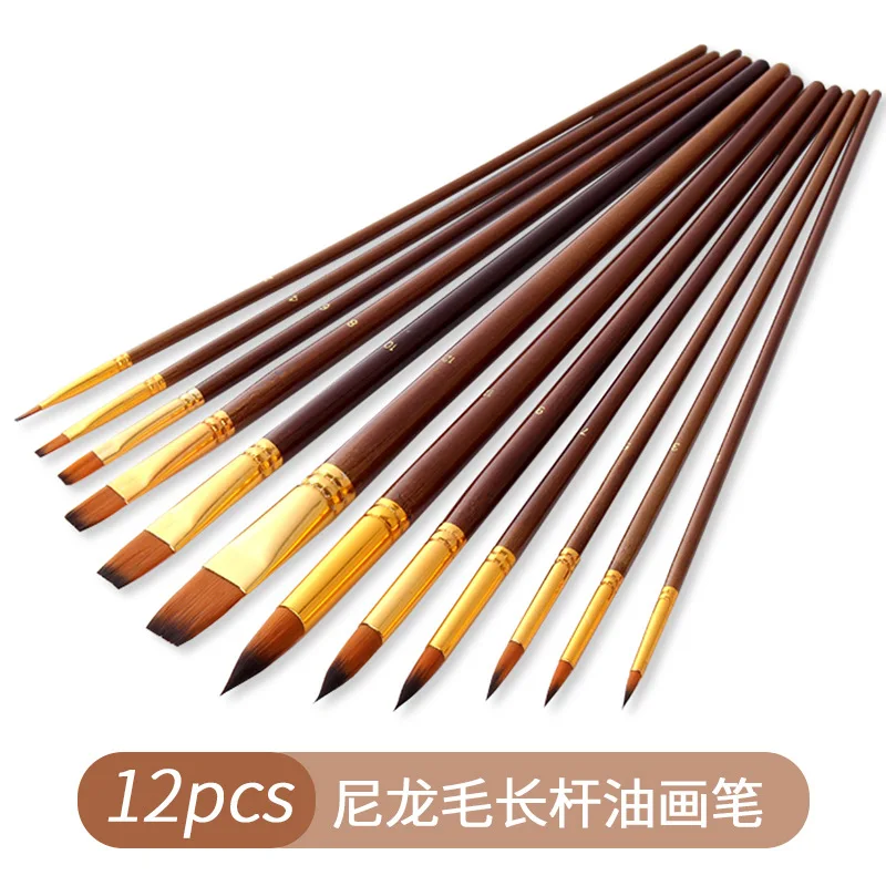 12PCS Nylon painting brush watercolor gouache acrylic paint brush set